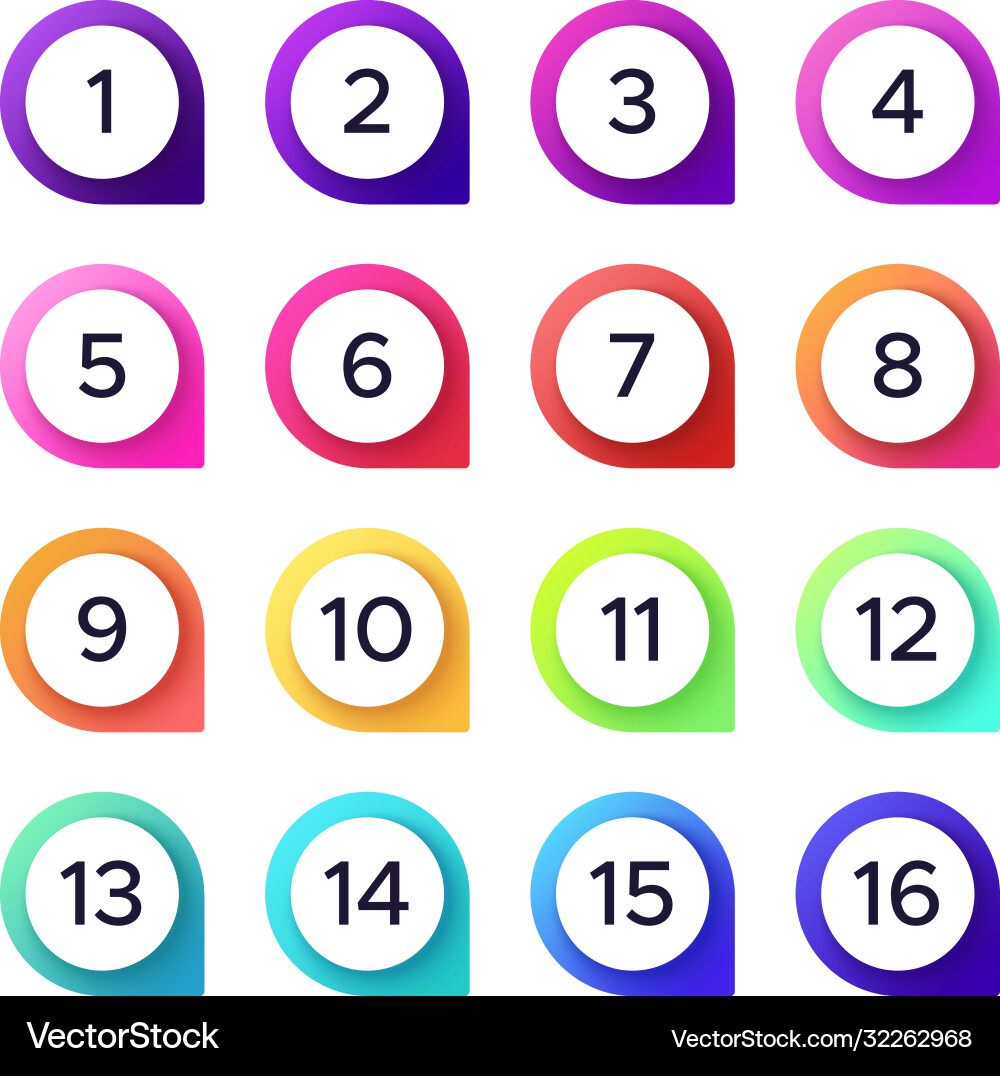 Colorful Number Set - Pointer Icons vector image
