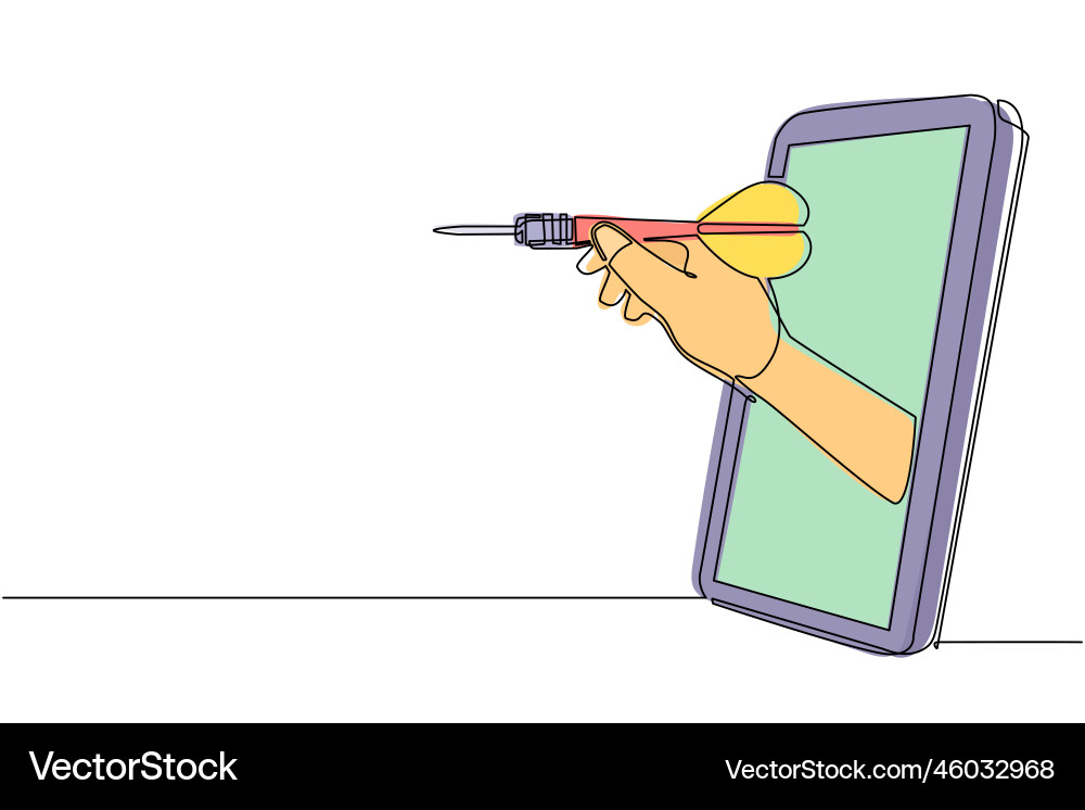 Continuous one line drawing player hand holds Continuous one line drawing player hand holds vector image
