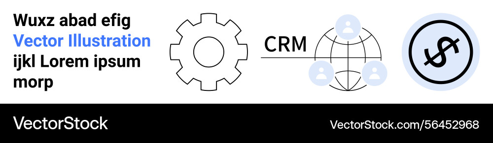 Crm workflow with gear global network of users Crm workflow with gear global network of users vector image