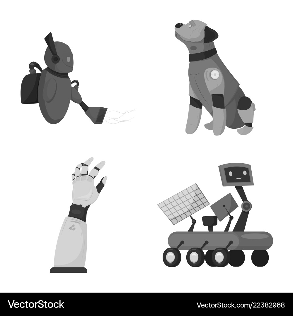 Design of robot and factory symbol set vector image