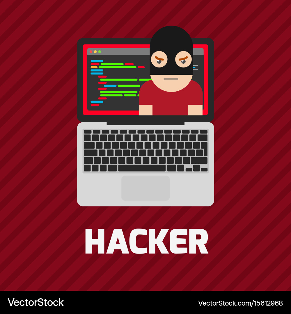 Hacker coding bug on laptop icon vector image