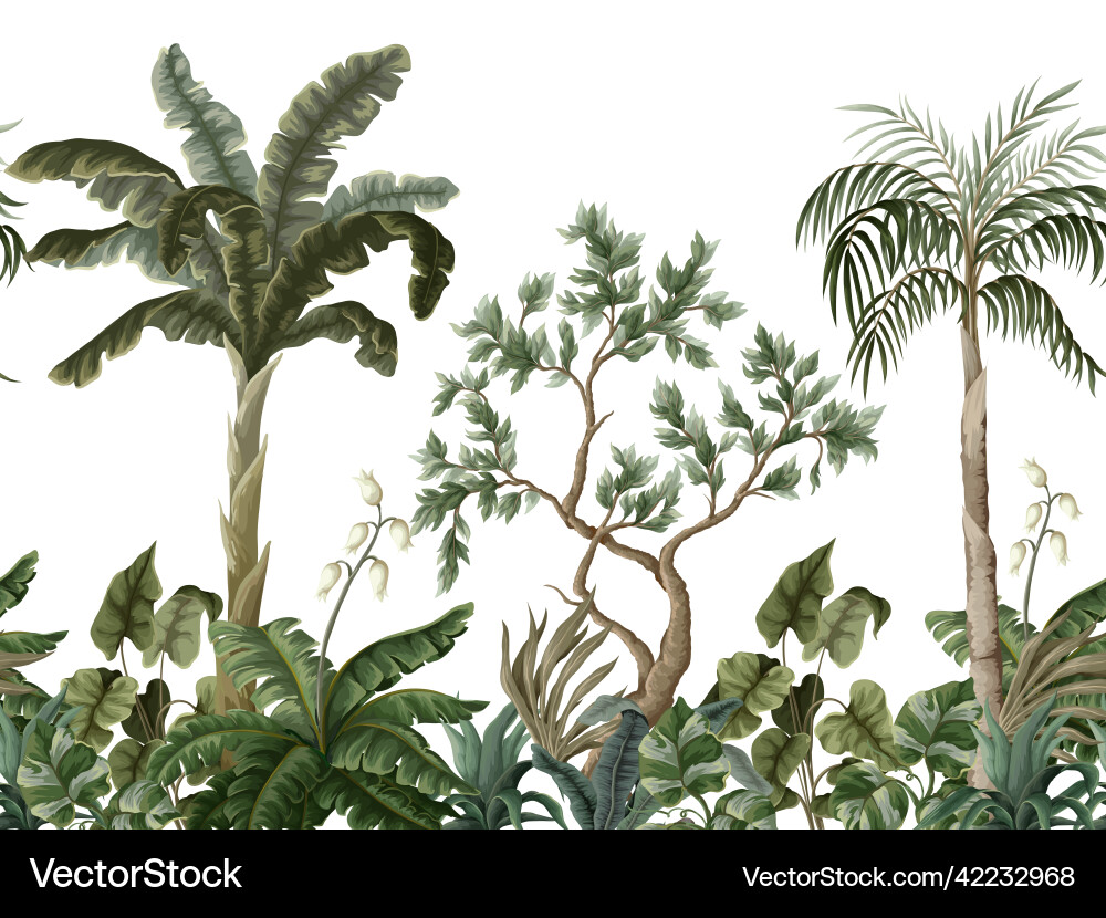 Jungle Landschaft mit Palmen Innendruck Wandbild Jungle Landschaft mit Palmen Innendruck Wandbild vektorbild
