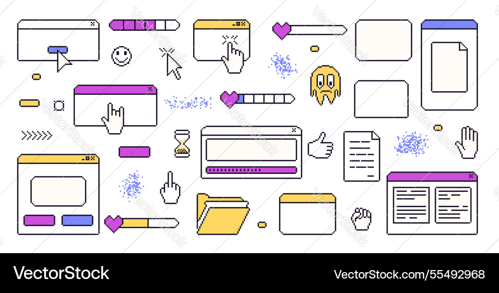 Pixel art retro windows interface 8 bit text Pixel art retro windows interface 8 bit text vector image