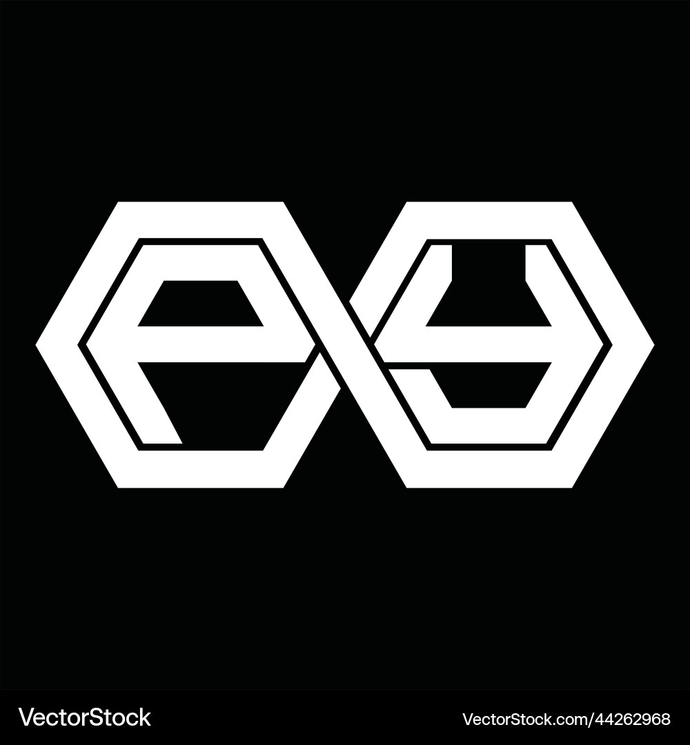 Py logo monogram with hexagon template Vector Image