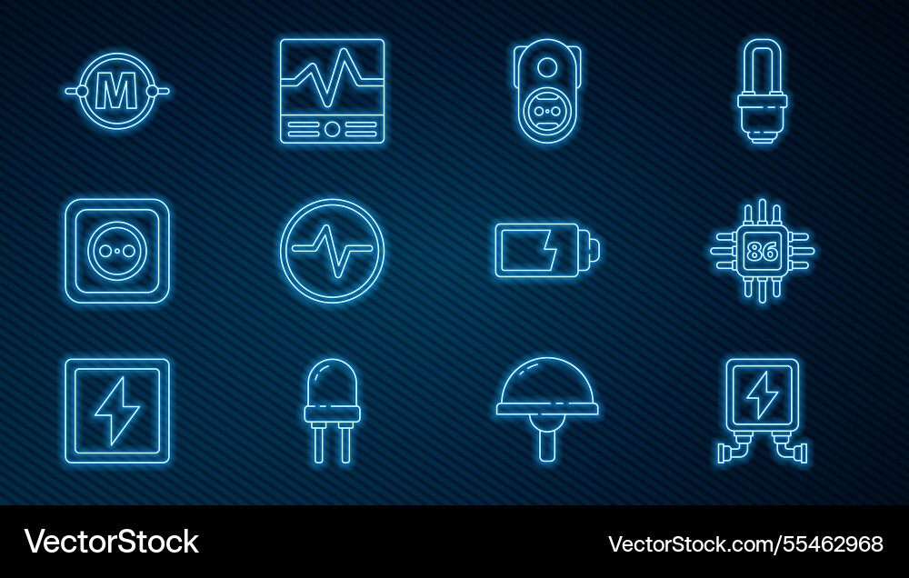Set line electric transformer processor Set line electric transformer processor Vector Image