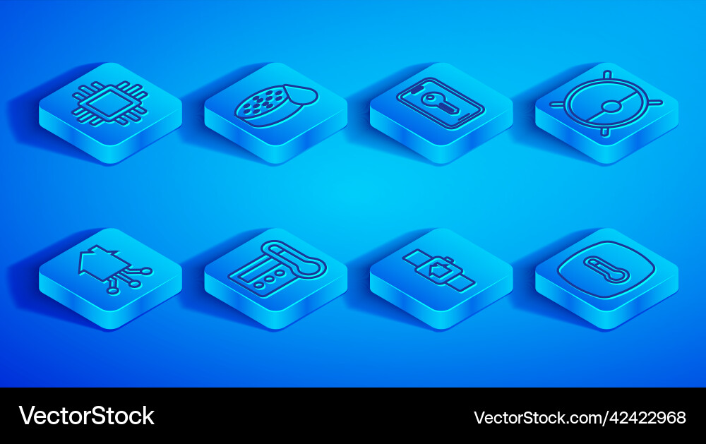 Set line processor with cpu water sensor smart Set line processor with cpu water sensor smart vector image