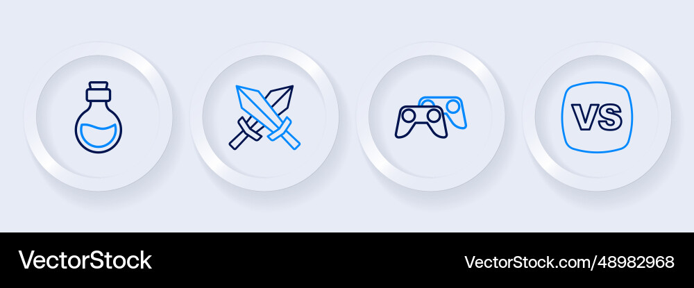 Set line vs versus battle game controller Vector Image