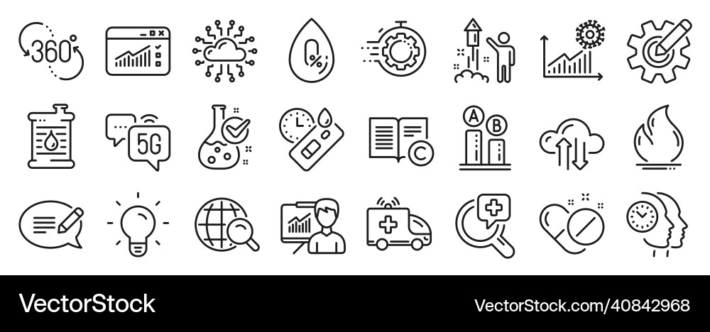 Set of science icons such as web traffic 5g Set of science icons such as web traffic 5g vector image