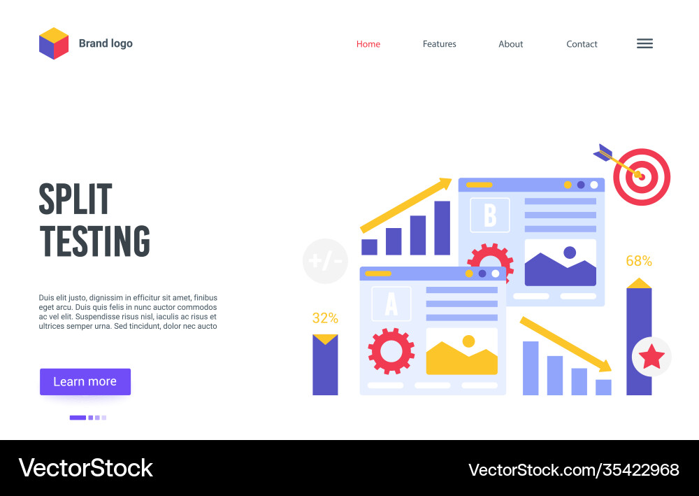 Split Testing Website Landing Page vector image