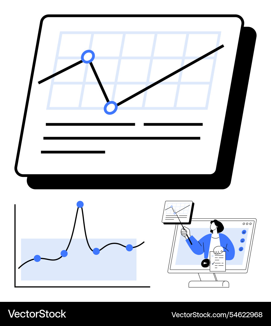 Visualizing data growth charts graphs and online Vector Image