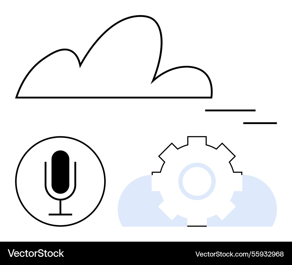 Voice command integration with cloud technology vector image