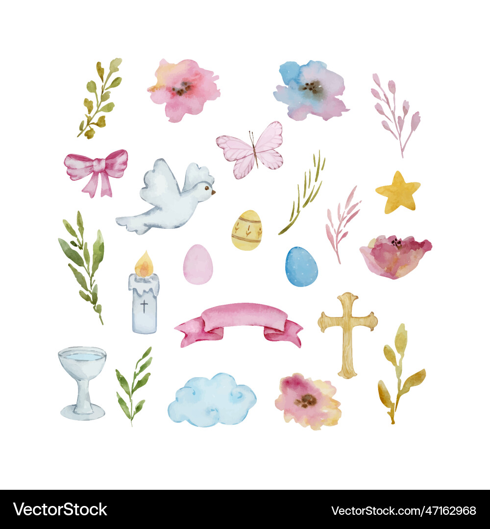 Watercolor Easter Angel Set vector image