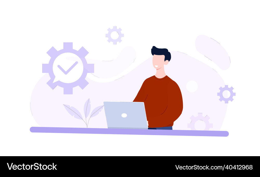 Young businessman arbeitet an seinem Laptop bei der Arbeit Young businessman arbeitet an seinem Laptop bei der Arbeit vektorbild