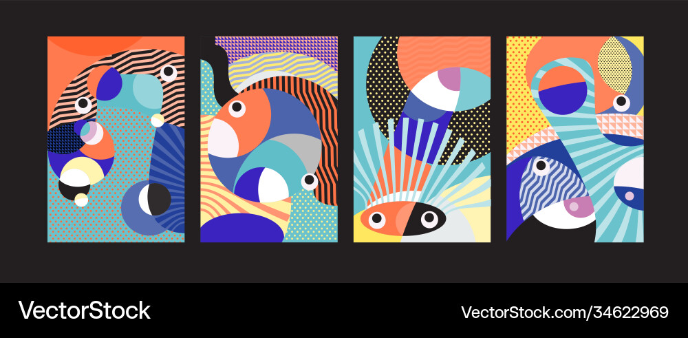 Abstract colorful geometric and curvy pattern Vector Image