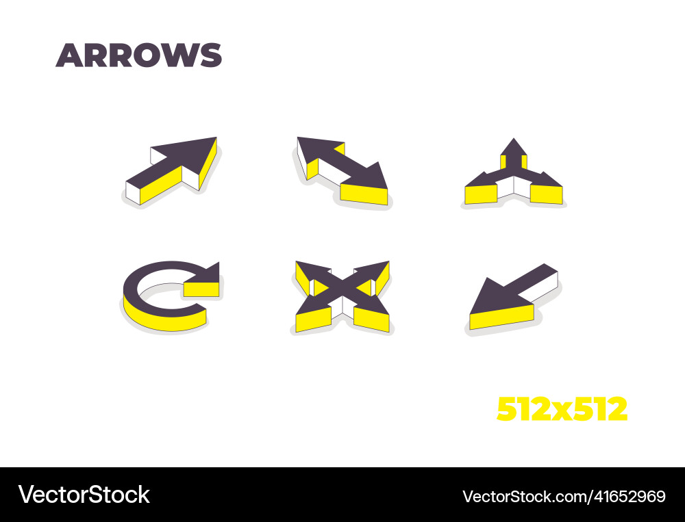 Arrows 3d icons navigation pointers directions vector image