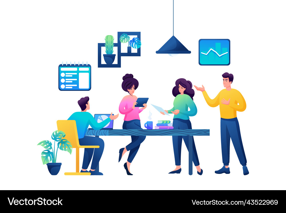 Brainstorming a creative team to create an idea Brainstorming a creative team to create an idea vector image