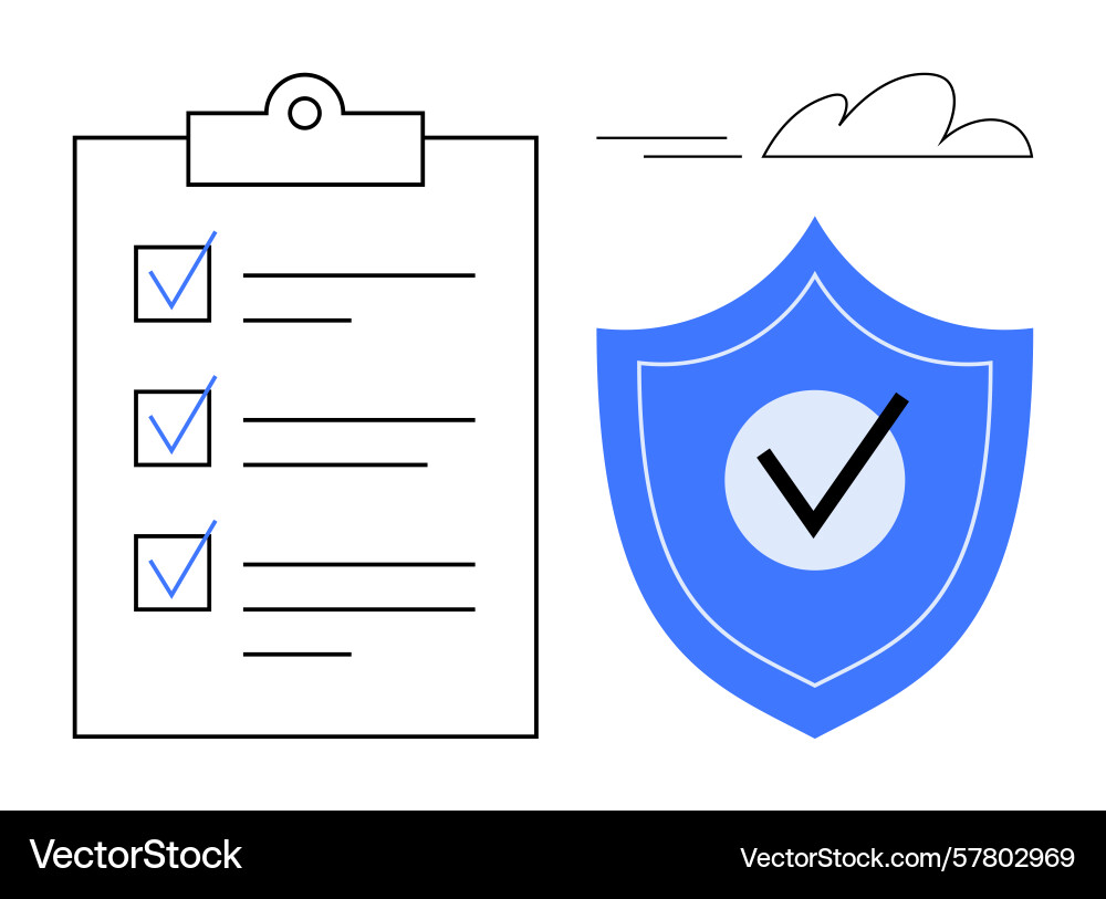 Checklist and shield representing security Checklist and shield representing security vector image