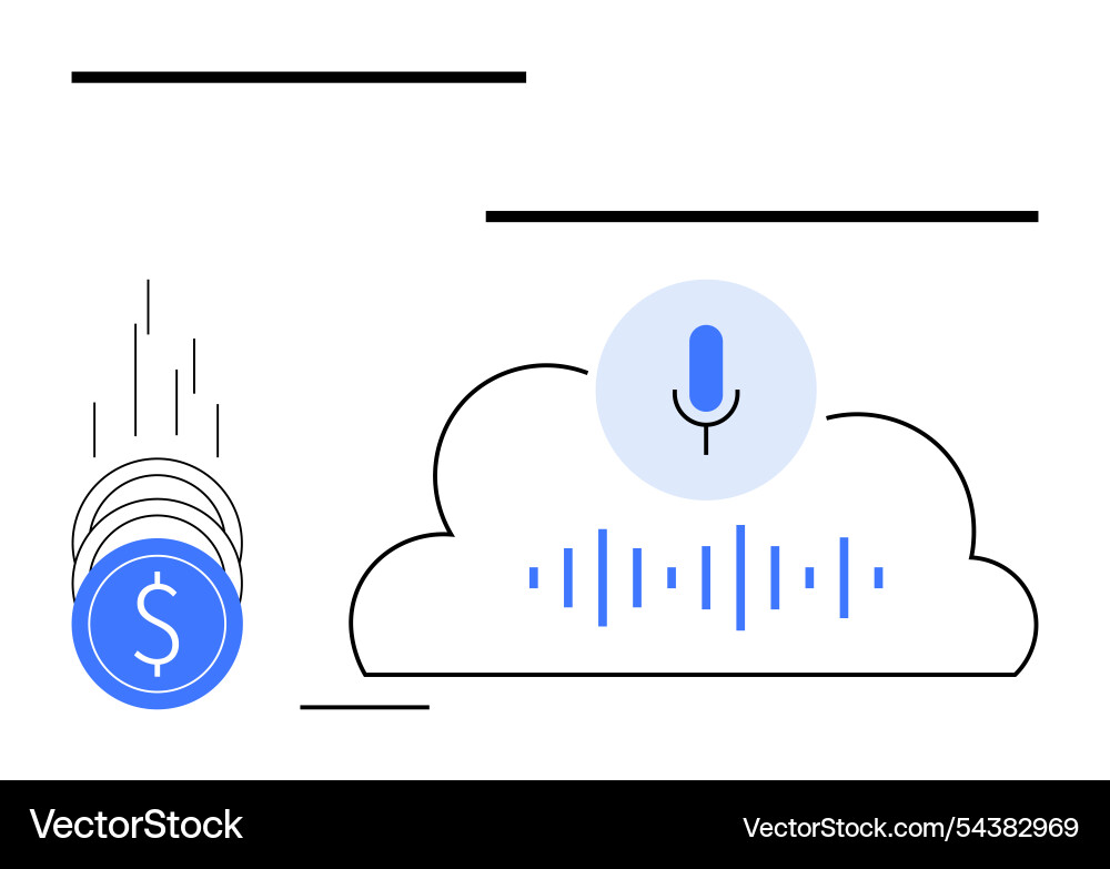 Cloud storage for voice recognition data Vector Image