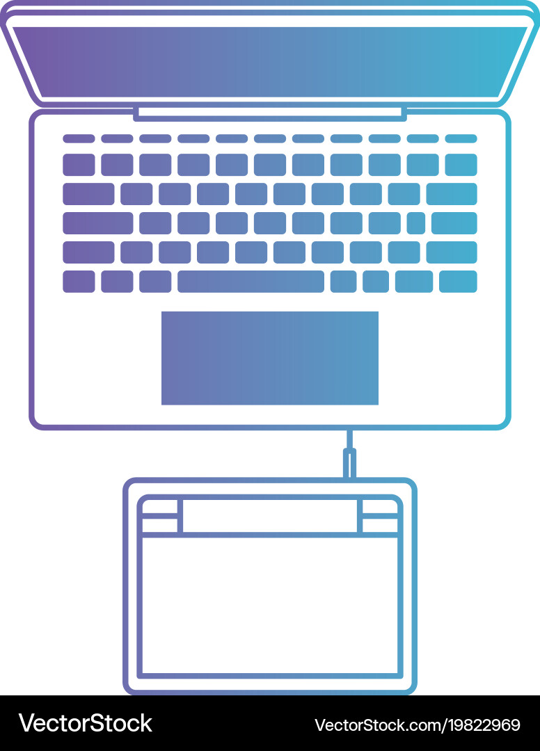 Desktop computer and digitizer tablet connection vector image