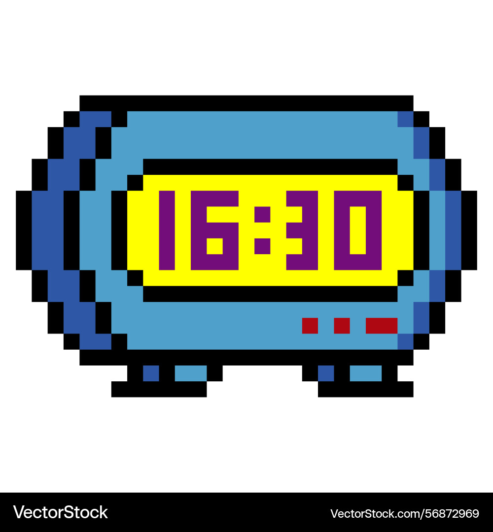 Digital alarm clock in pixel art style Vector Image