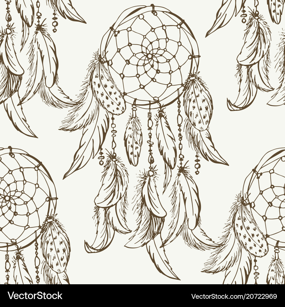 Dreamcatcher sketch seamless pattern Dreamcatcher sketch seamless pattern Vector Image