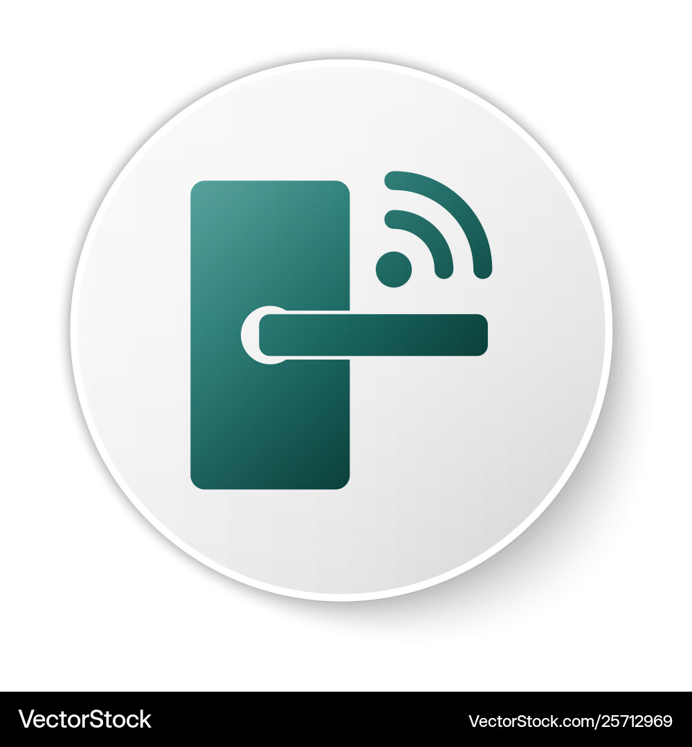 Green digital door lock with wireless technology Green digital door lock with wireless technology vector image