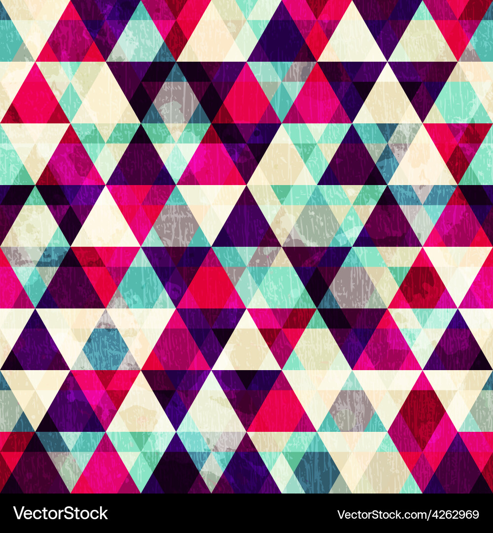 Grunge red triangle seamless pattern vector image