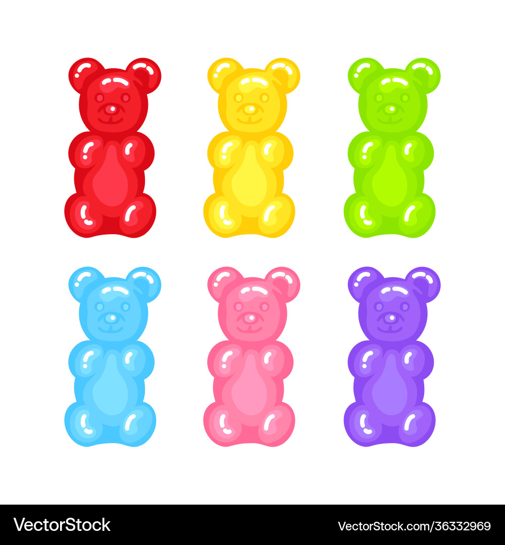 Gummy bear jelly sweet candy set with amazing Gummy bear jelly sweet candy set with amazing vector image