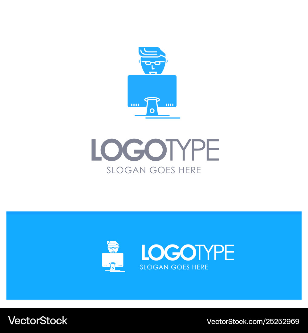 Hacker user gamer programmer blue solid logo Hacker user gamer programmer blue solid logo vector image