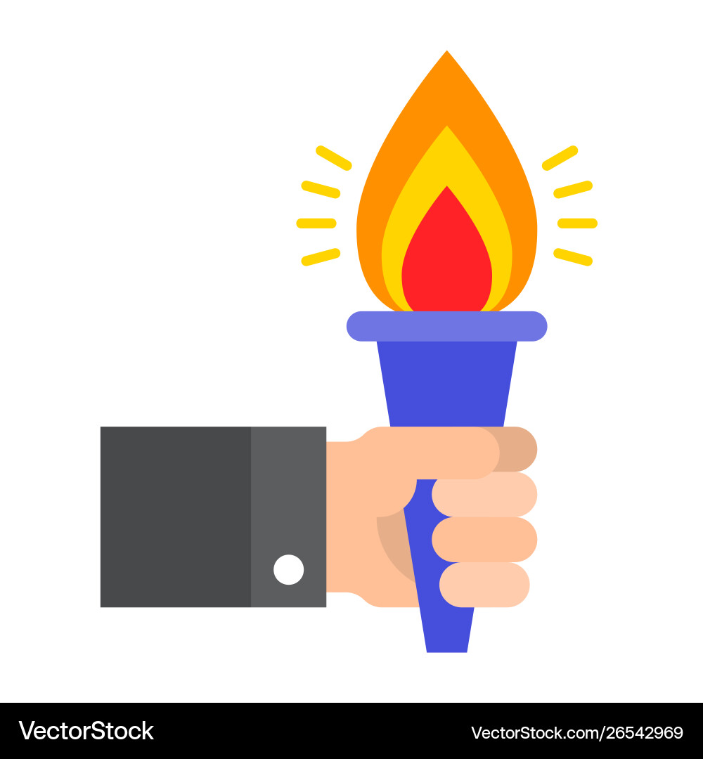 Hand with torch flat style icon Vector Image