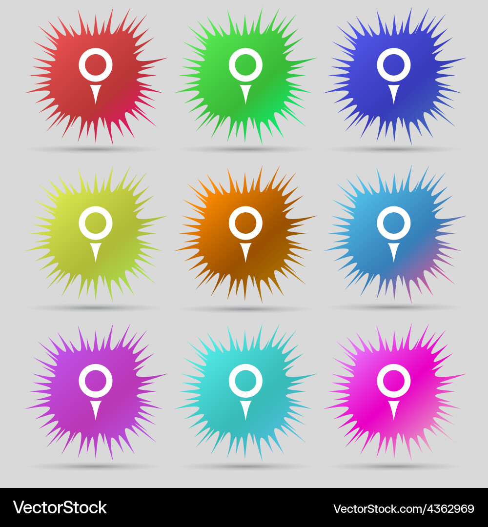 Map pointer gps location icon sign a set of nine vector image