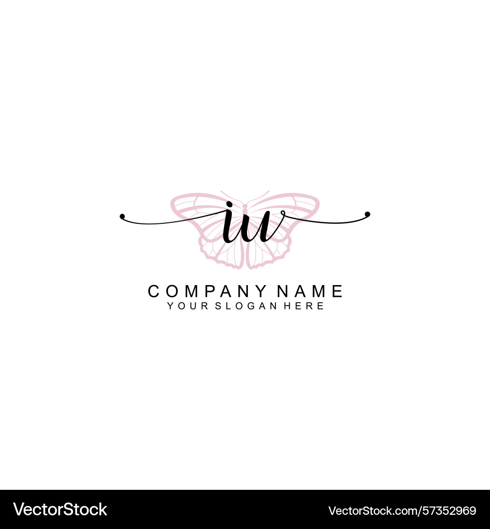 Minimalist handwritten iu initial logos with soft Vector Image