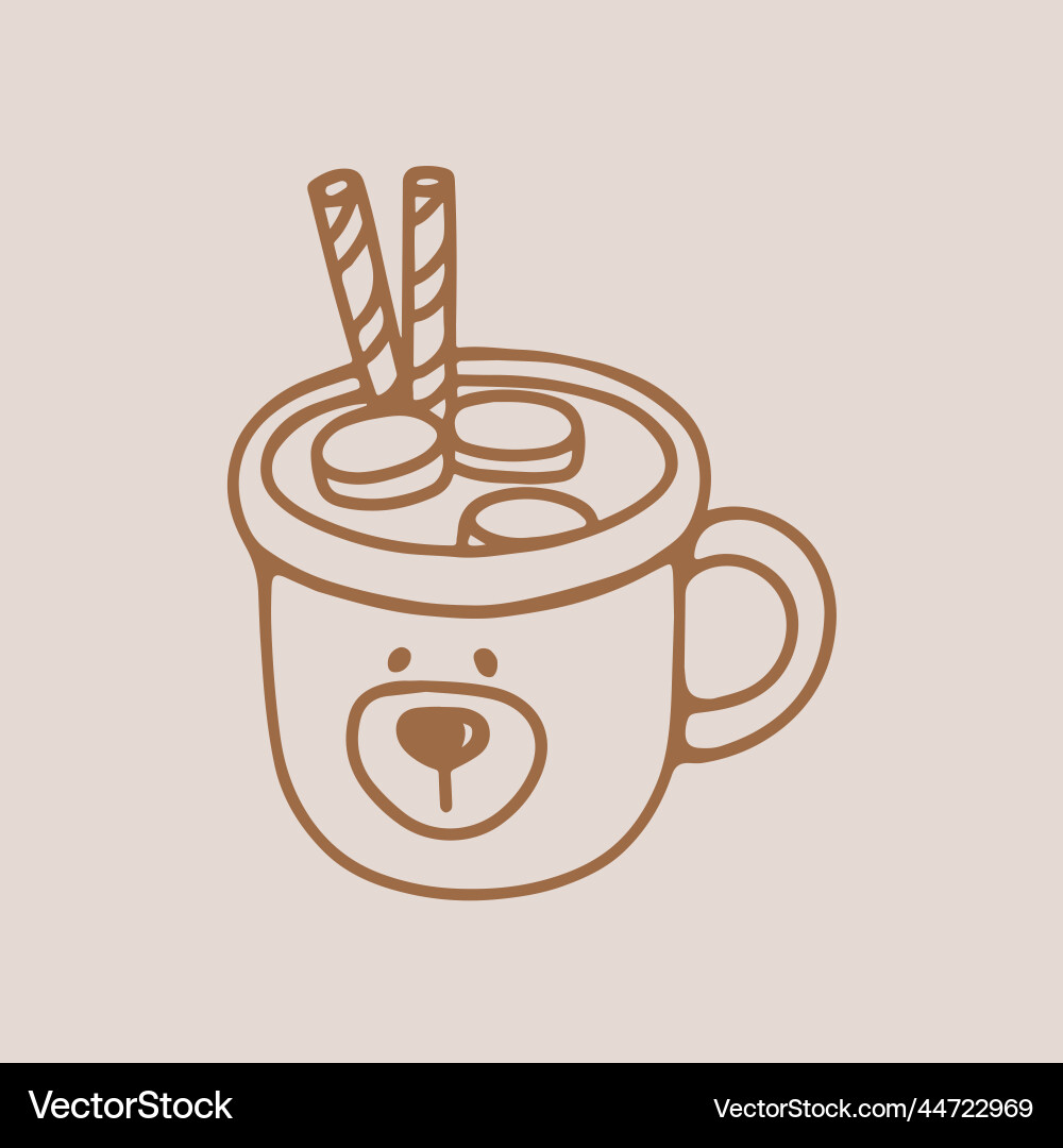 Mug of cocoa with marshmallows Vector Image