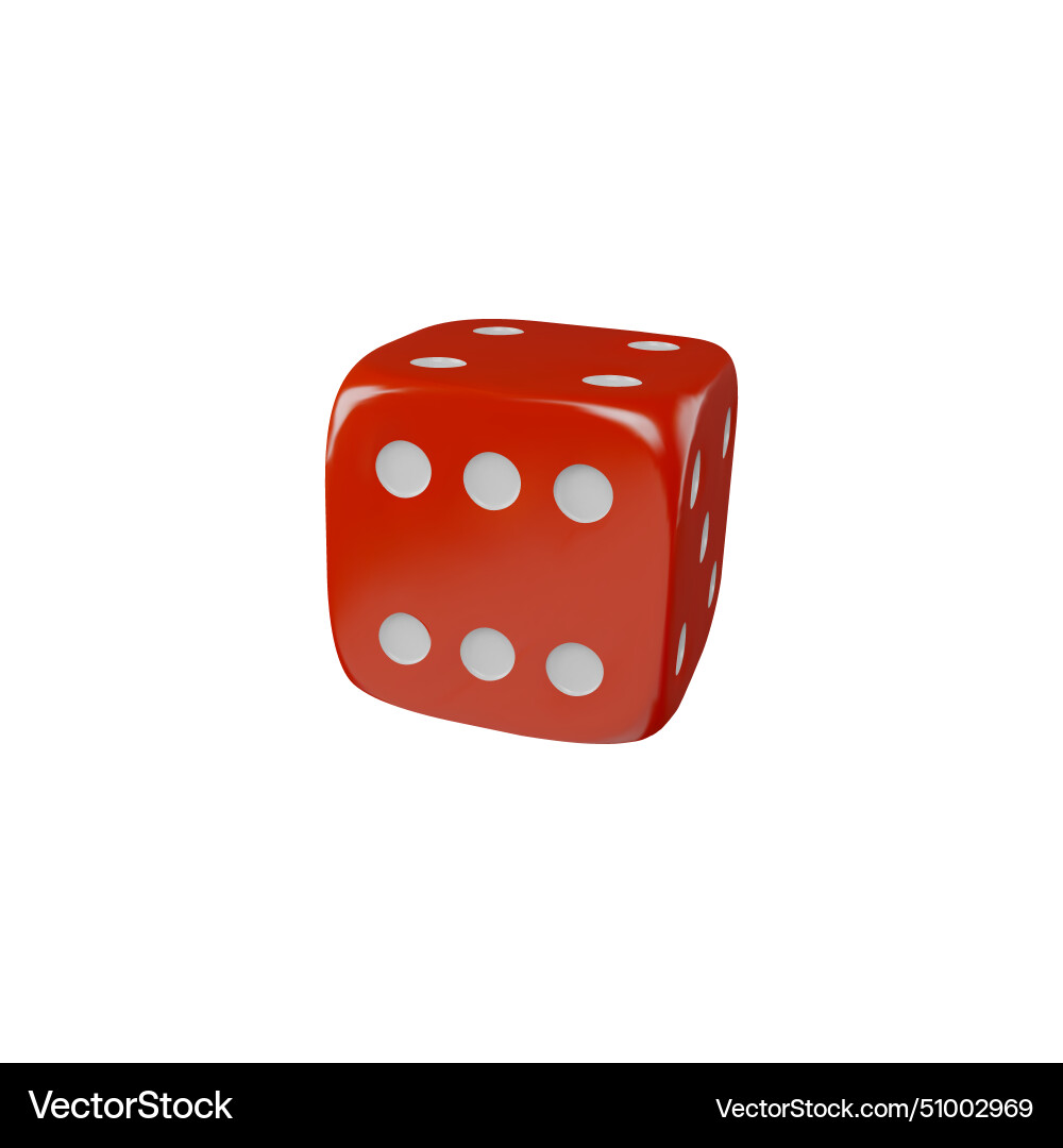 Realistic game dice falling 3d red cube vector image