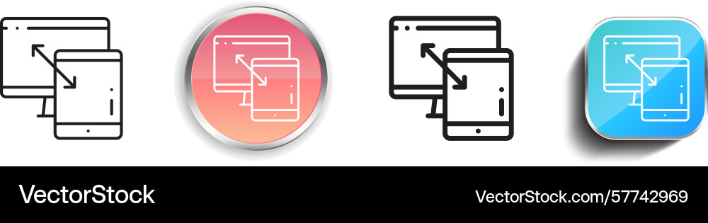 Responsive icon thin linear regular and button Responsive icon thin linear regular and button vector image