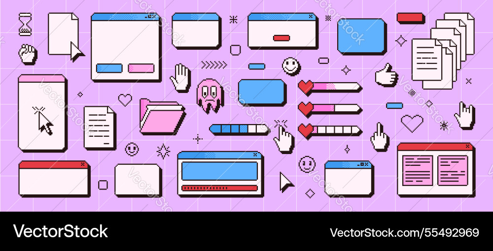 Retro windows interface in pixel art 8 bit Retro windows interface in pixel art 8 bit vector image