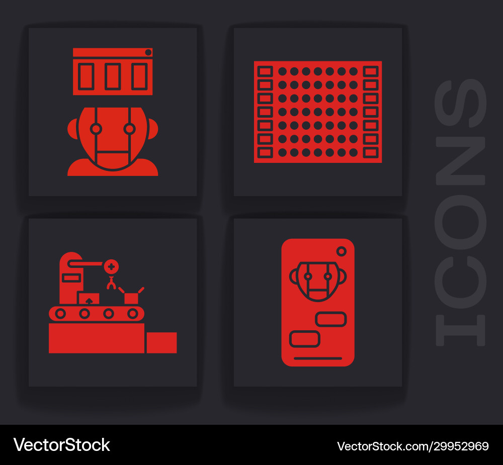 Set bot robot printed circuit board pcb Set bot robot printed circuit board pcb vector image