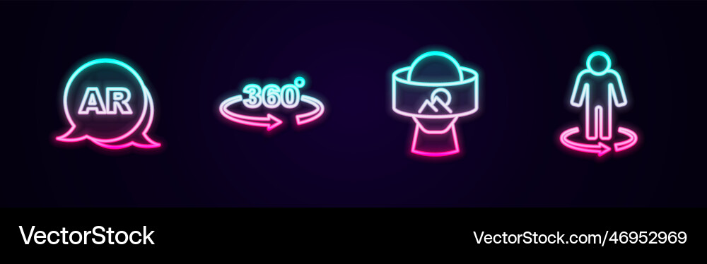Set line augmented reality ar 360 degree view Set line augmented reality ar 360 degree view vector image