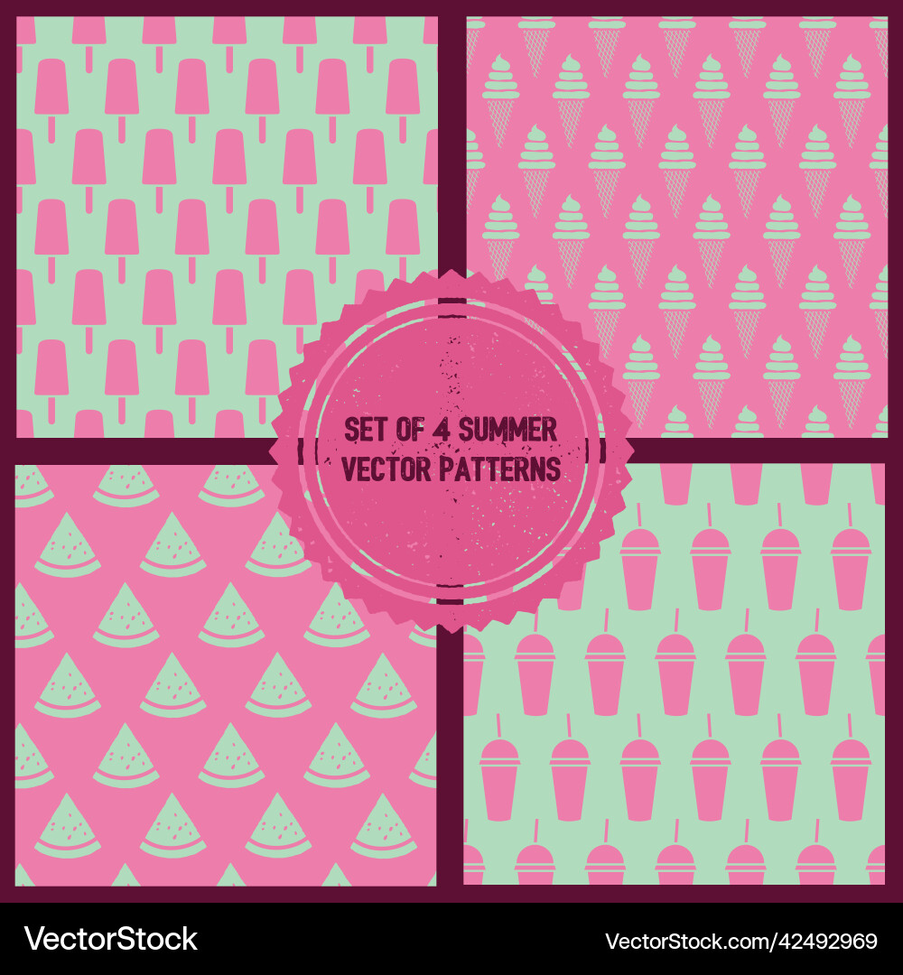 Set of summer refreshments background patterns Set of summer refreshments background patterns vector image