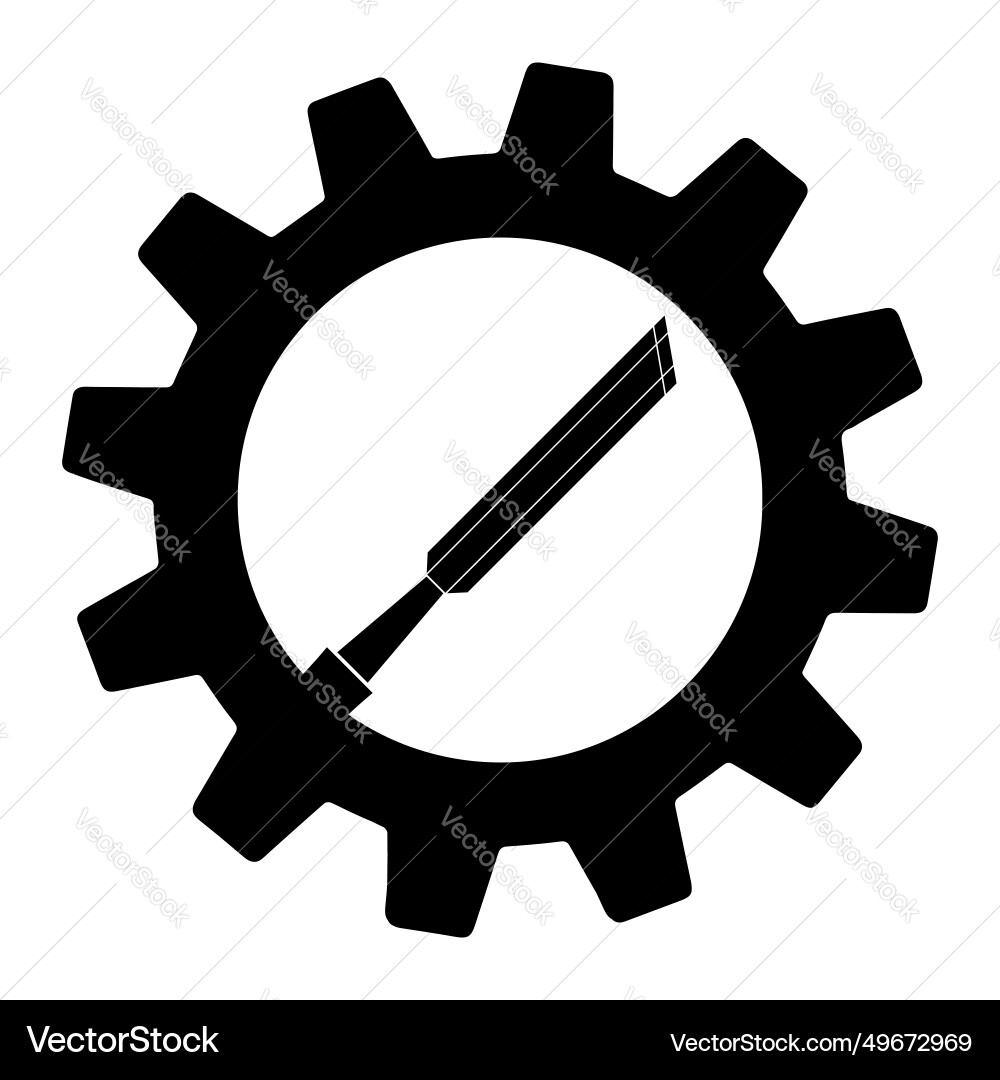 Simple of chisel icon in gear for app or web Simple of chisel icon in gear for app or web vector image