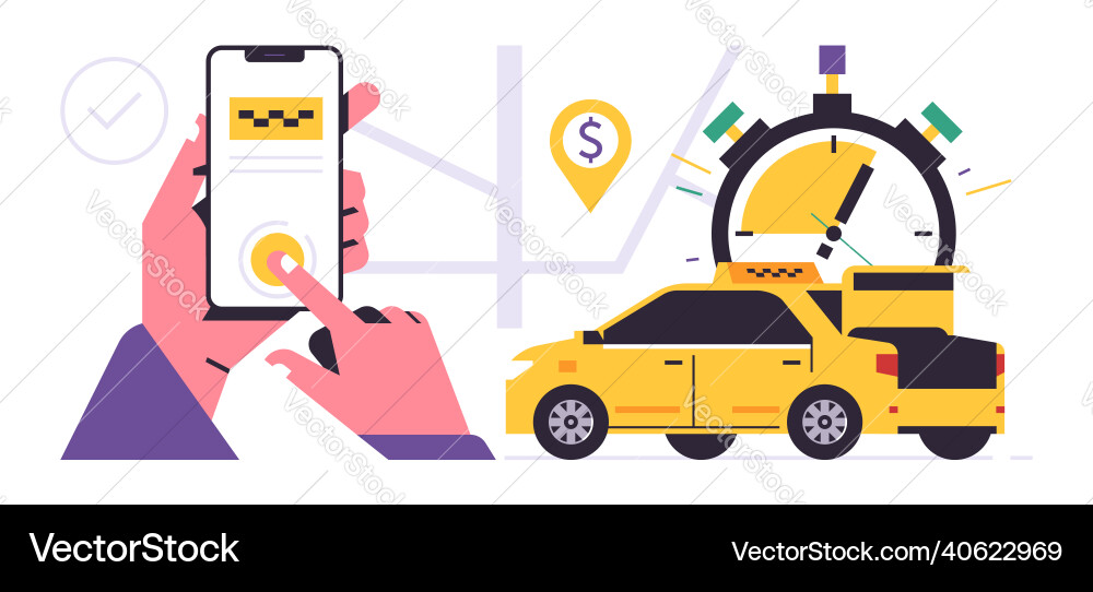 Taxi ordering service mobile application concept Taxi ordering service mobile application concept vector image