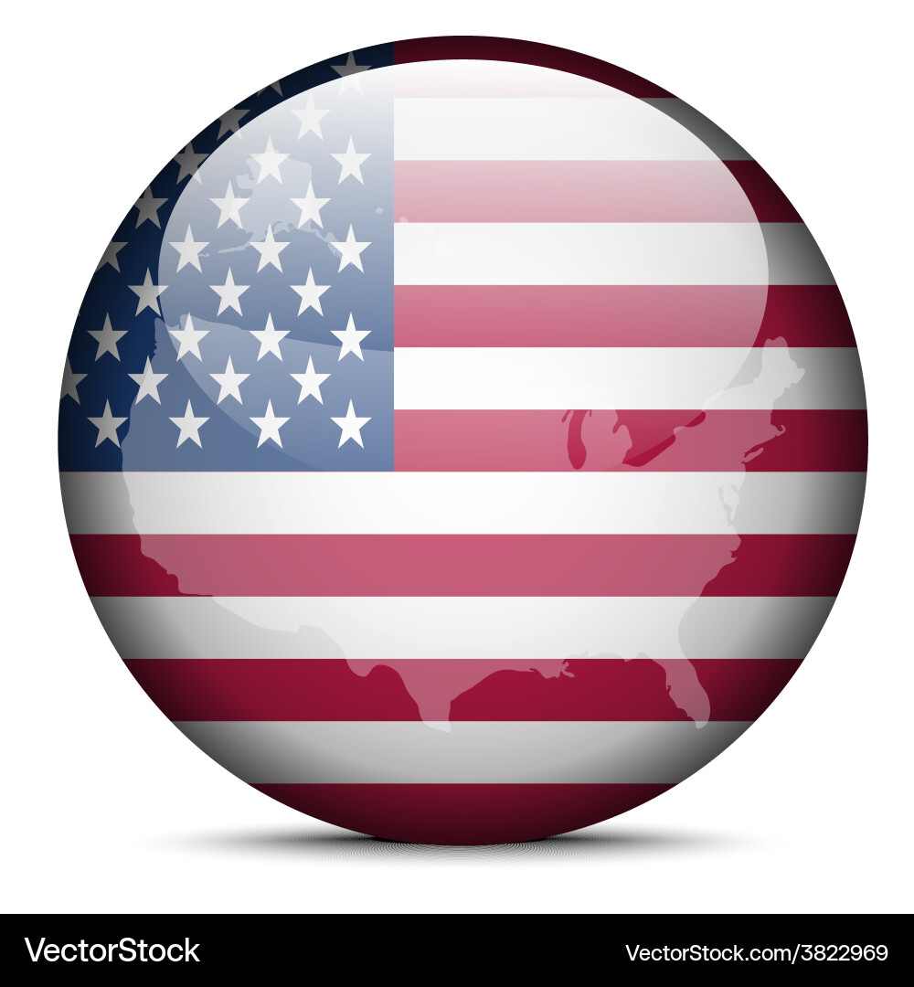 US Flag Map Button vector image