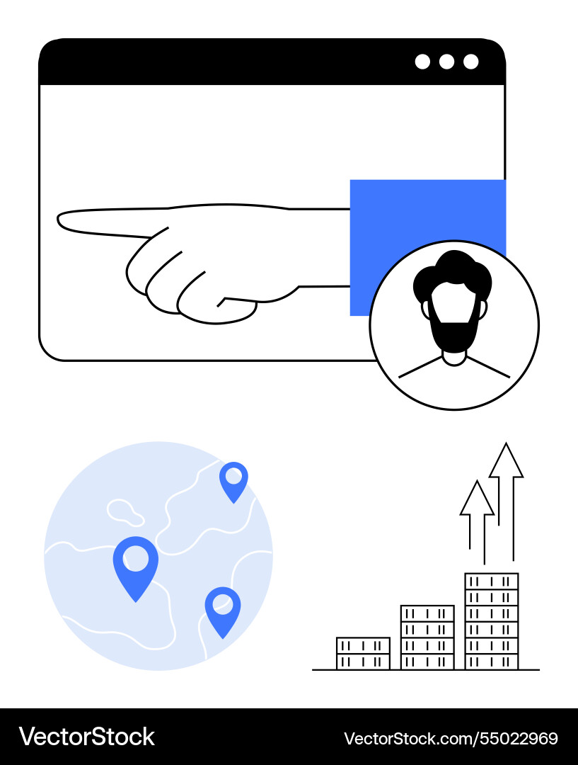 User targeting concept with hand pointing User targeting concept with hand pointing vector image