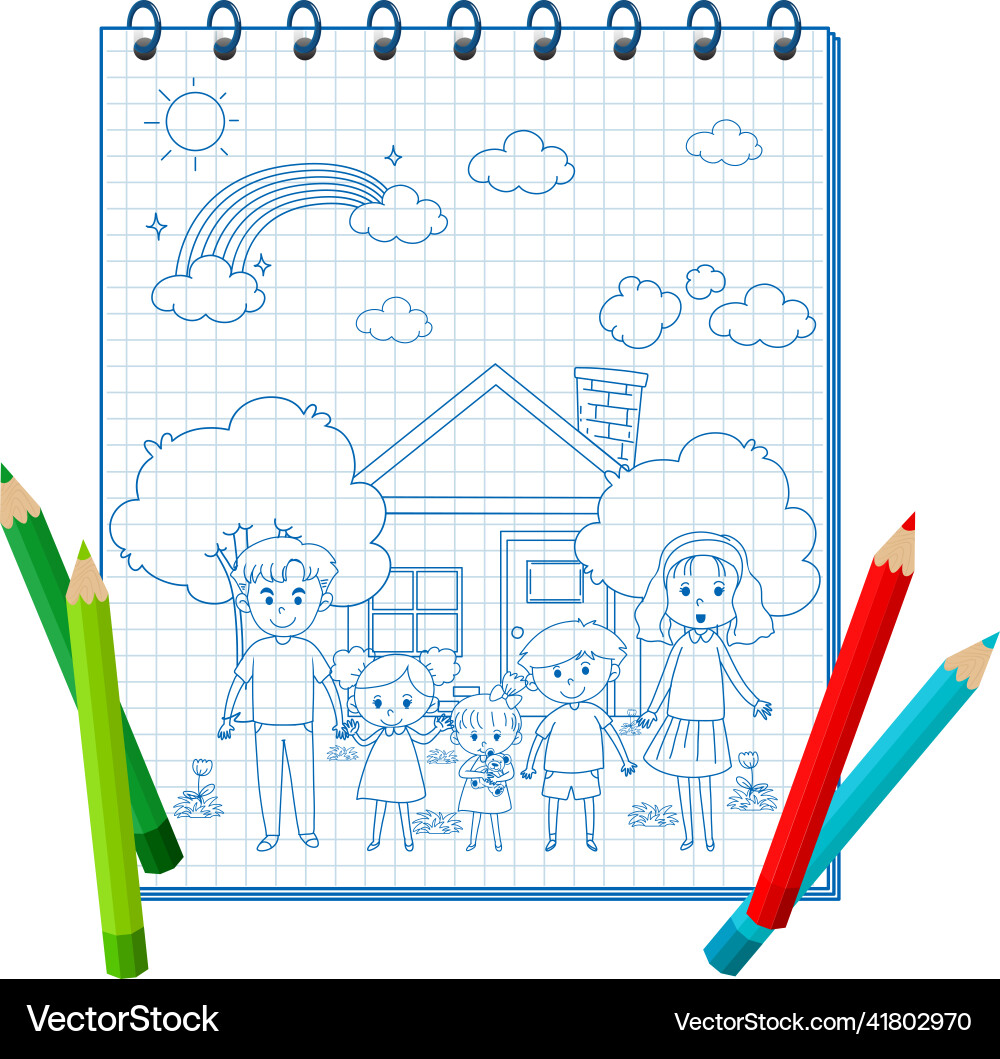 A notebook with doodle sketch design and colour A notebook with doodle sketch design and colour Vector Image