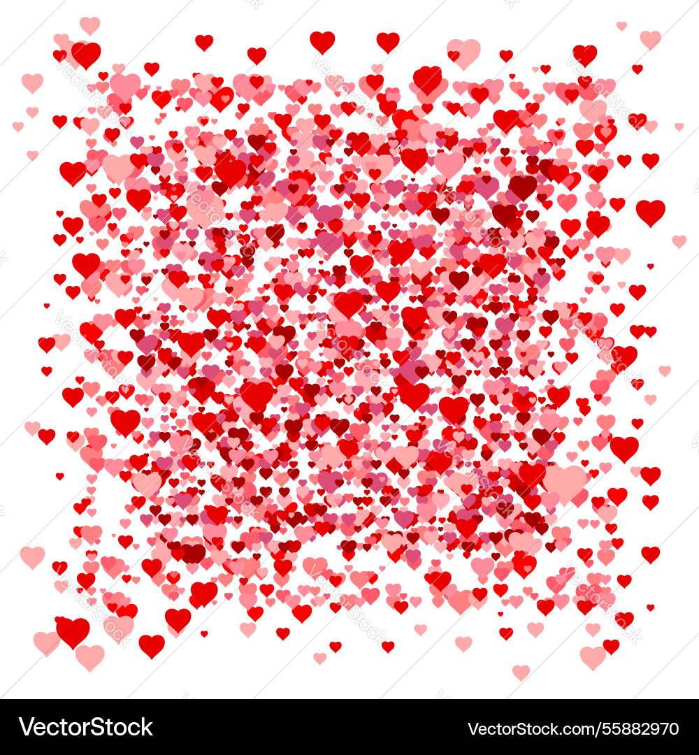 Chaotic pattern of hearts square frame background Chaotic pattern of hearts square frame background vector image