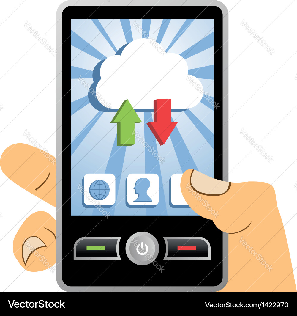 Cloud computing mobile device vector image