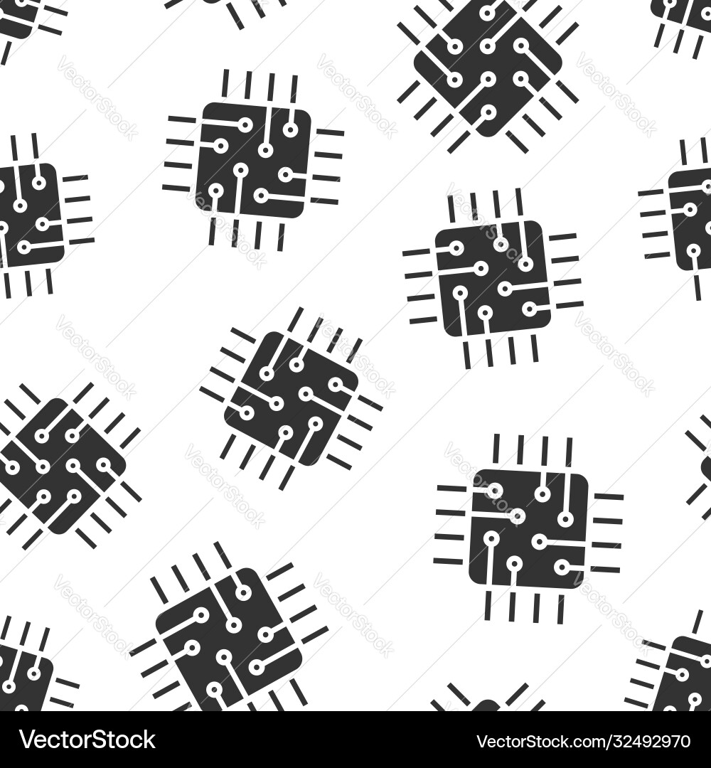 Computer cpu icon in flat style circuit board vector image