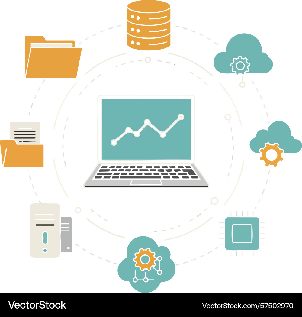 Data storage and cloud computing technology Data storage and cloud computing technology vector image