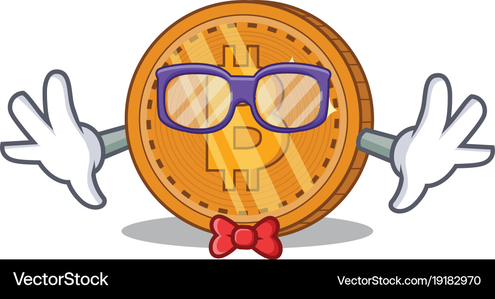 Geek bitcoin coin character cartoon Vector Image