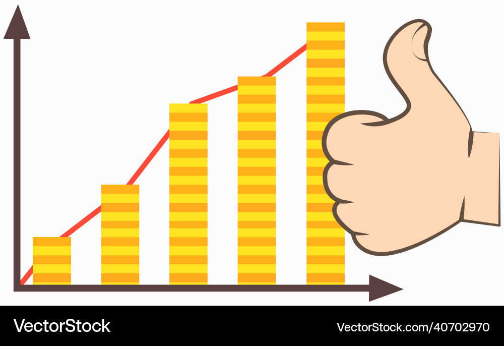 Graph presentation with diagram and human hand Graph presentation with diagram and human hand vector image